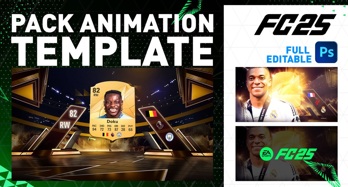 nanocrea_'s tweet photo. 🚨#FC25 PACK OPENING ANIMATION TEMPLATE - FULL EDITABLE is HERE!🚨

✅Thumbnails PSD
✅Tunnel and pack fully editable
✅99 assets, brush, bonus and more...

➡️https://t.co/8jXYEYYr3a

#FC25 #easport #EAFC25 #TEMPLATE #DONWLOAD https://t.co/byV2SeiMLm