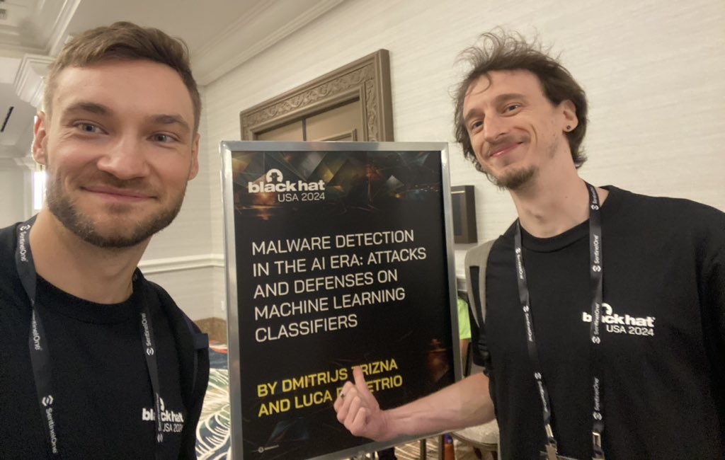 Dimi Trizna (@ditrizna) on Twitter photo Together with <a href="/zangobot/">Luca Demetrio</a> we brought techniques of AI/ML-based malware defenses and attacks on such classifiers in a form of Black Hat US 24 training.
Topics we touched are not yet widely discussed neither in infosec books or blogposts on EDR/SIEM evasions. Together with <a href="/zangobot/">Luca Demetrio</a> we brought techniques of AI/ML-based malware defenses and attacks on such classifiers in a form of Black Hat US 24 training.
Topics we touched are not yet widely discussed neither in infosec books or blogposts on EDR/SIEM evasions.