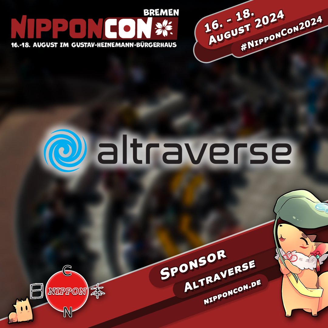 Wir freuen uns sehr, Altraverse als Sponsor der NipponCon begrüßen zu dürfen! Altraverse ist ein führender Manga-Verlag in Deutschland, der sich mit viel Leidenschaft und Herzblut der Veröffentlichung von Manga und Light Novels widmet.
<a href="/altraverse_de/">altraverse</a>.
