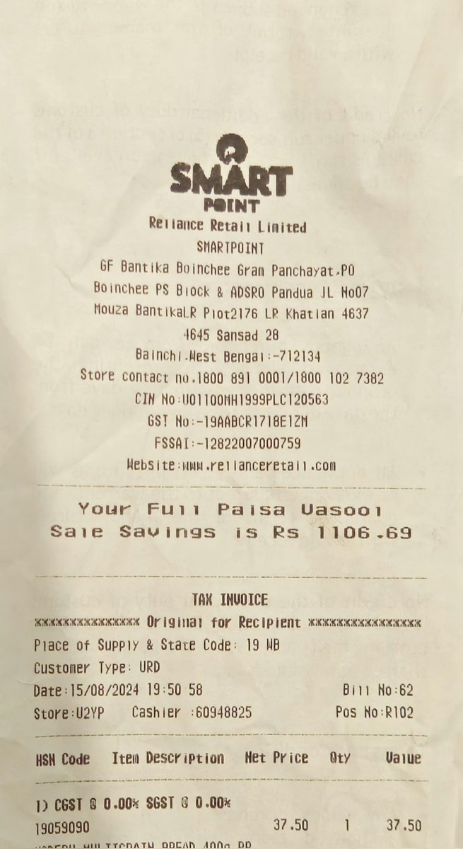 cinepranay's tweet image. @RILretail @reliancegroup @RelianceDigital #smartpoint 
Where is your 10% off ? Purchased more than ₹1000. The executive told me, we have no option of that.