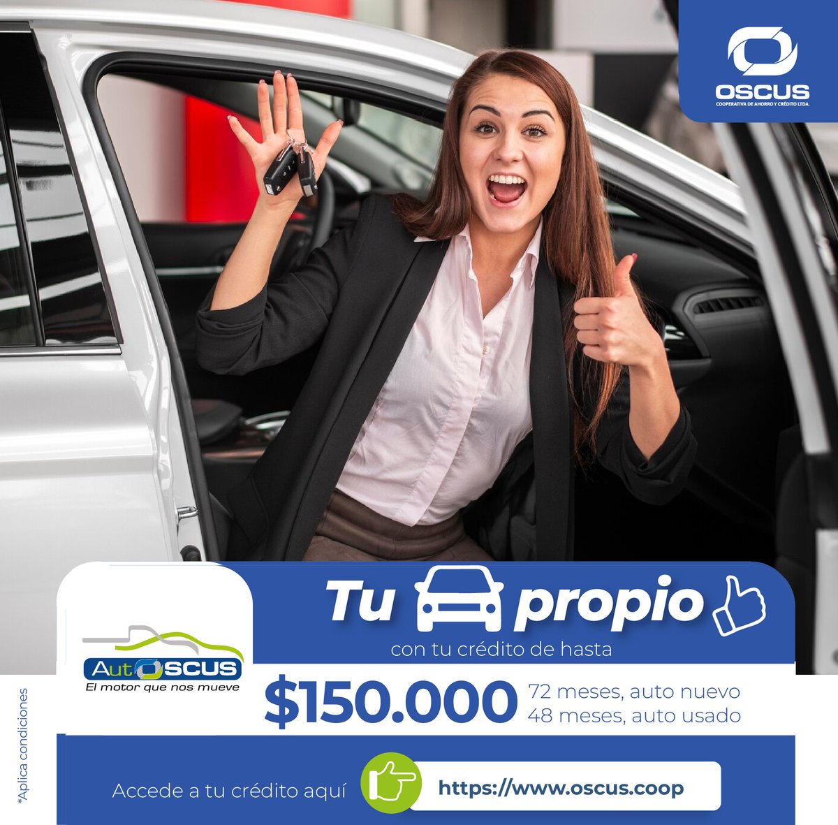 CoopOSCUS's tweet photo. 🚗 𝐓𝐮 𝐚𝐮𝐭𝐨 𝐢𝐝𝐞𝐚𝐥 𝐜𝐨𝐧 𝐀𝐔𝐓𝐎 𝐎𝐒𝐂𝐔𝐒 🚗

Financia hasta $150,000 y elige el plazo que mejor se adapte a ti, hasta 72 meses para vehículos nuevos o 48 meses para usados.

 ¡Haz realidad tu sueño de conducir! 🤝

#AUTOOSCUS  
#ConduceTusSueños https://t.co/GU8Cvkzk4X