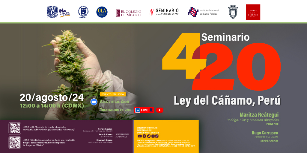 El <a href="/OLAObservatorio/">OLA Observatorio de Legislación y Adjudicación</a> te invita a participar en la próxima sesión del seminario #420:

📌 Ley del Cáñamo, Perú
🗓️ 20/08/24
⌚12:00 a 14:00
📍Vía Zoom
📲 Regístrate aquí 👉 bit.ly/3M3Yvyf
🔴 Sigue el #Live