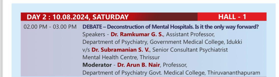 ram3481's tweet photo. Deconstruction of mental hospitals : topic at sipscon 2024 https://t.co/WiWwWRnN0z