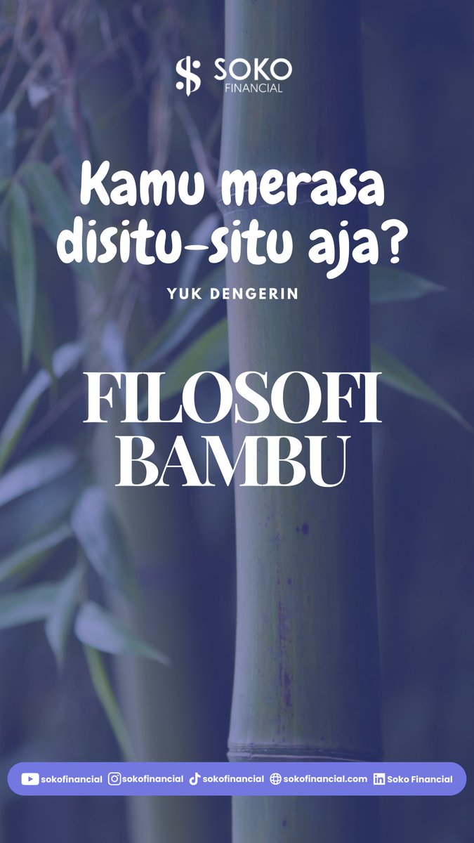 sokofinancial's tweet photo. "FILOSOFI BAMBU"

Jangan menyerah dulu! Filosofi bambu ini buat kamu yang lagi berjuang

Kepoin disini!
https://t.co/yoZuiRBhv2

#SokoFinancial #FilosofiBambu #SelfDevelopment #ManajemenDiri https://t.co/UETRDdkn9N
