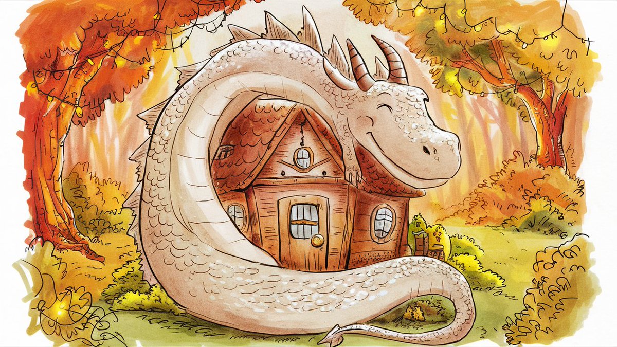 don56palmer's tweet image. Happy dragon. #aiArt #IdeogramAI