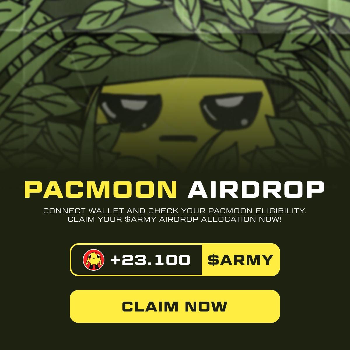 warrenledamada2's tweet photo. 🎉 Today is #Pacmoon Airdrop Day!

Grab your $ARMY tokens now:

https://t.co/9TPacFxyQo

ℹ️ $ARMY is the fresh $PAC on Solana chain

$SOL $STRK $SUI $SEI $SAVM #Solana $ZERO $BERA $WEN $ZKS $BBN $KMNO $BASE $WIF $OP $PYTH $JTO $MEW #Jupiter https://t.co/iLJchE8Yqp