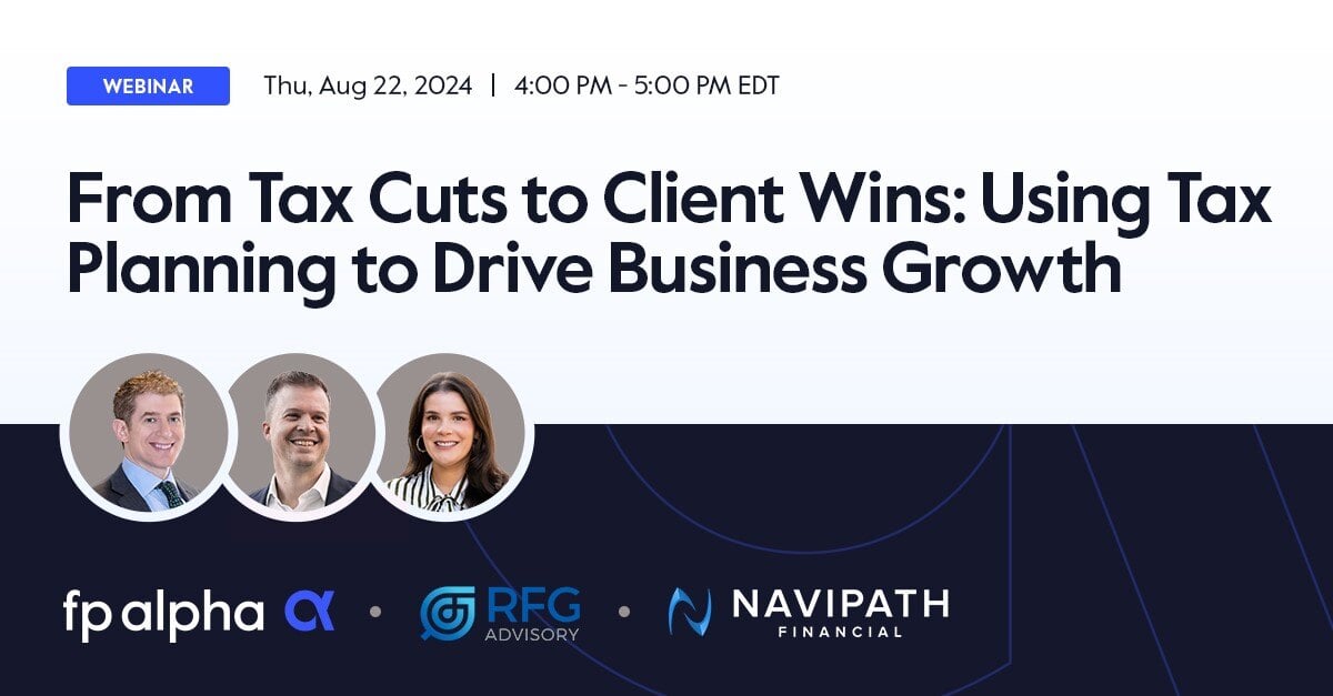 FP Alpha (@_fpalpha) on Twitter photo Are you an advisor ready to leverage AI for smarter tax planning? Join our exclusive webinar, “From Tax Cuts to Client Wins”, on Aug 22, 2024, at 4 PM EDT
👉 Register Now: hubs.la/Q02Llvlj0
<a href="/RFGAdvisory/">RFG Advisory</a> <a href="/sspotswoodrfg/">Shannon Spotswood</a> #TaxPlanning #BusinessGrowth #AI #Webinar Are you an advisor ready to leverage AI for smarter tax planning? Join our exclusive webinar, “From Tax Cuts to Client Wins”, on Aug 22, 2024, at 4 PM EDT
👉 Register Now: hubs.la/Q02Llvlj0
<a href="/RFGAdvisory/">RFG Advisory</a> <a href="/sspotswoodrfg/">Shannon Spotswood</a> #TaxPlanning #BusinessGrowth #AI #Webinar