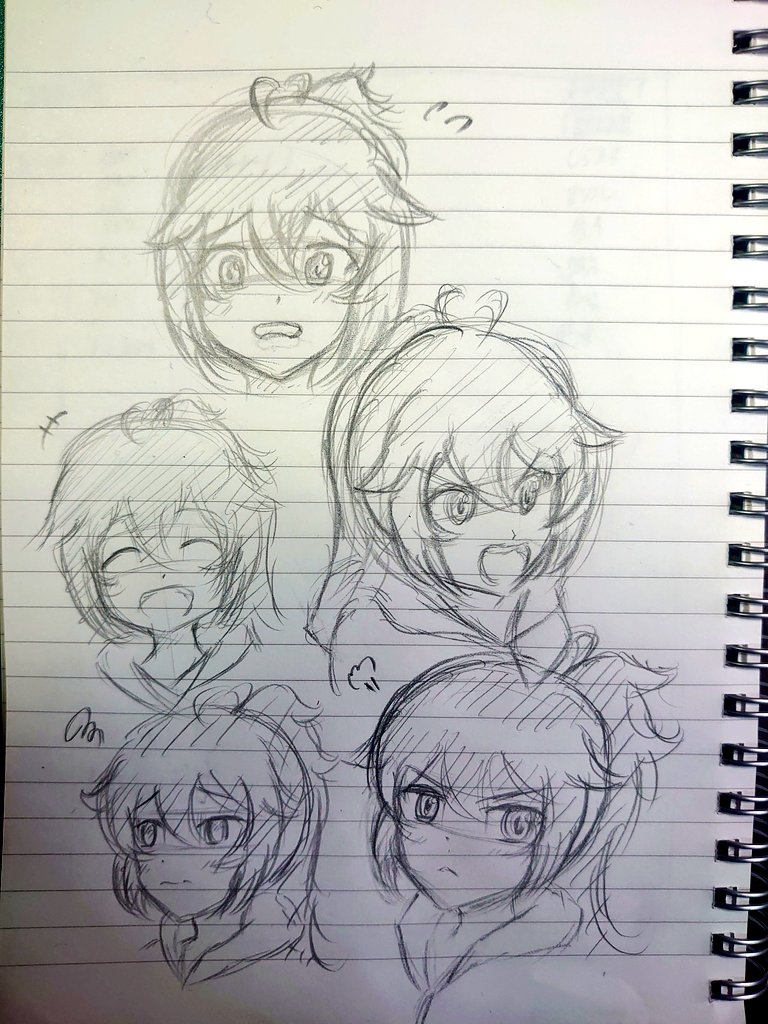 実家で作業できないので表情練習らくがき 