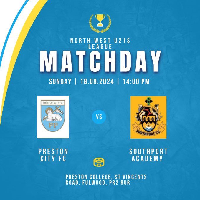 🩵GAMEDAY🤍
The Under 21s are back in action this sunday for the start of the season against Southport.