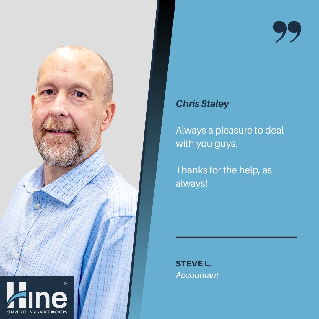 HineInsurance's tweet photo. Chris Staley: "Always a pleasure to deal with you guys. Thanks for the help as always!" - Steve L., Accountant
https://t.co/Ms1c0GuWCq https://t.co/OTLEgnjFmV
