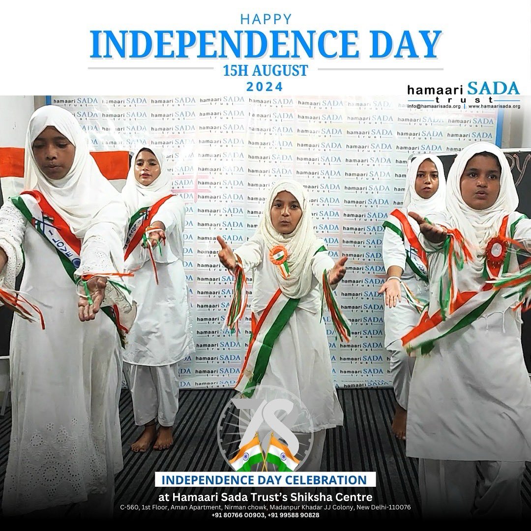 UFiProductions's tweet photo. Today, I had the honor of attending the Independence Day celebrations organized by the Hamaari Sada Trust at JJ Colony, Madanpur Khadar. I was truly amazed by the extraordinary performances of the children, each filled with enthusiasm and pride for our nation. #IndependenceDay https://t.co/ca0yh4nAux
