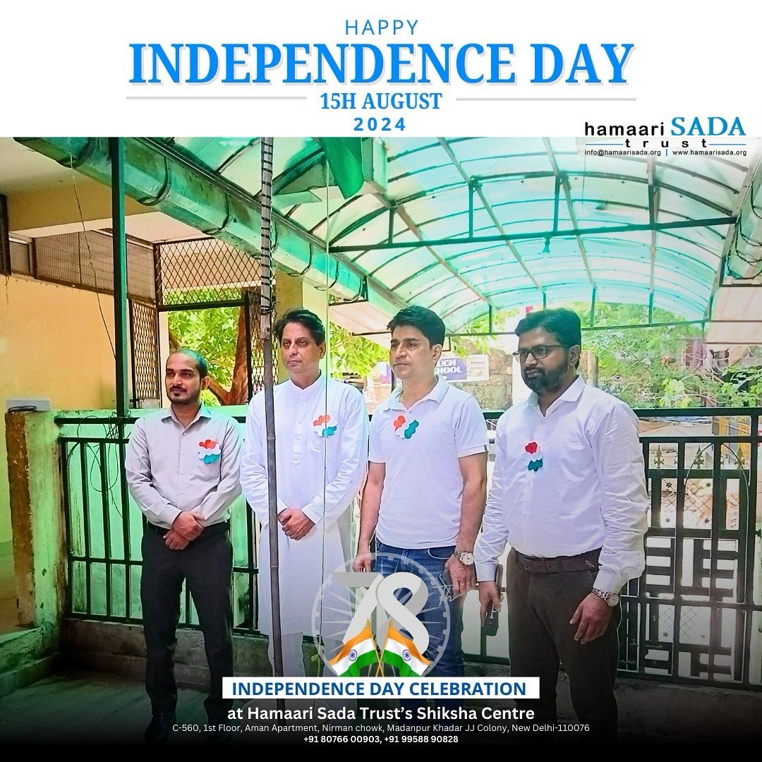 UFiProductions's tweet photo. Today, I had the honor of attending the Independence Day celebrations organized by the Hamaari Sada Trust at JJ Colony, Madanpur Khadar. I was truly amazed by the extraordinary performances of the children, each filled with enthusiasm and pride for our nation. #IndependenceDay https://t.co/ca0yh4nAux