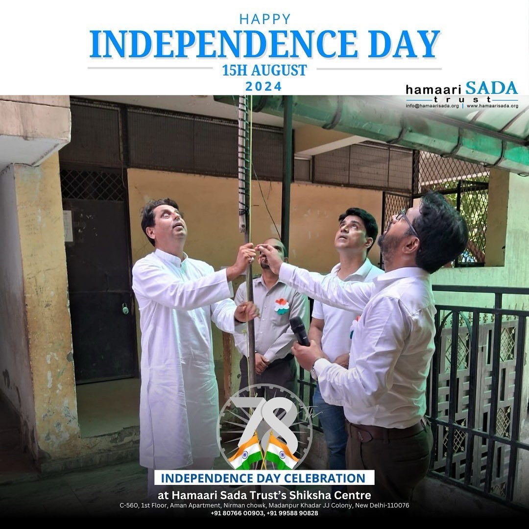 UFiProductions's tweet photo. Today, I had the honor of attending the Independence Day celebrations organized by the Hamaari Sada Trust at JJ Colony, Madanpur Khadar. I was truly amazed by the extraordinary performances of the children, each filled with enthusiasm and pride for our nation. #IndependenceDay https://t.co/ca0yh4nAux