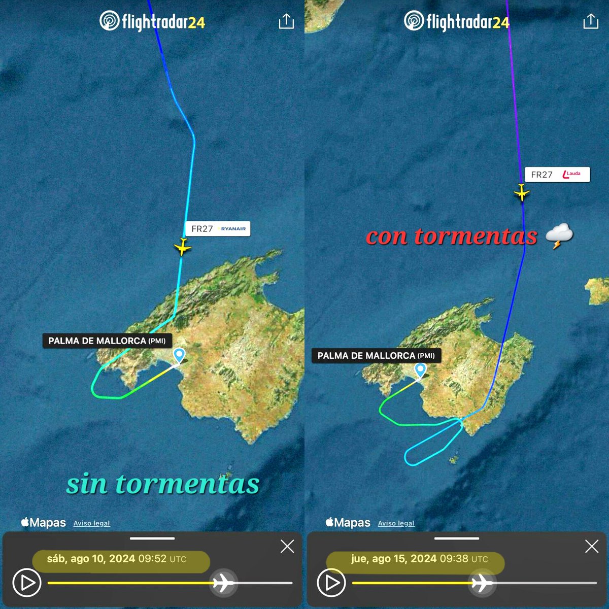Valga este tuit en modo EPI y BLAS para explicarte, irresponsable CM de <a href="/Ryanair_ES/">Ryanair España</a>, la diferencia entre volar con tormentas o sin ellas.
Las propias tripulaciones de Ryanair, excelentes profesionales, solicitan desvíos para evitarlas por seguridad.
Pregunta a vuestras