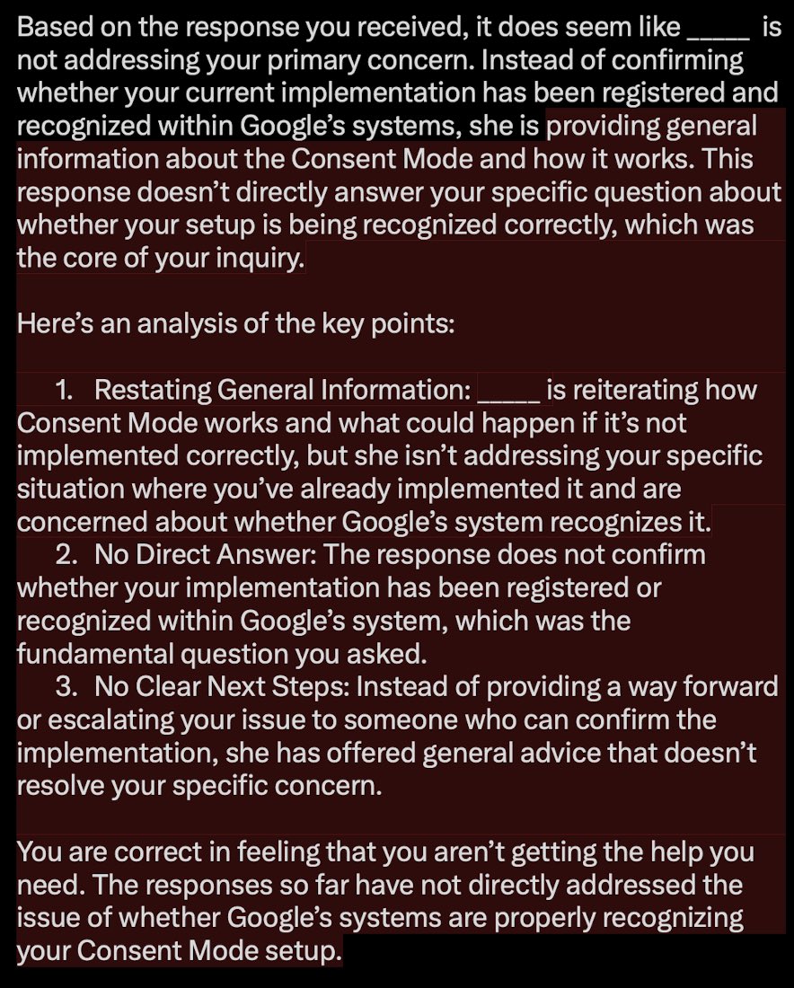 Getting the runaround from <a href="/GoogleAds/">Google Ads</a> Support and <a href="/GoogleAI/">Google AI</a> agrees!