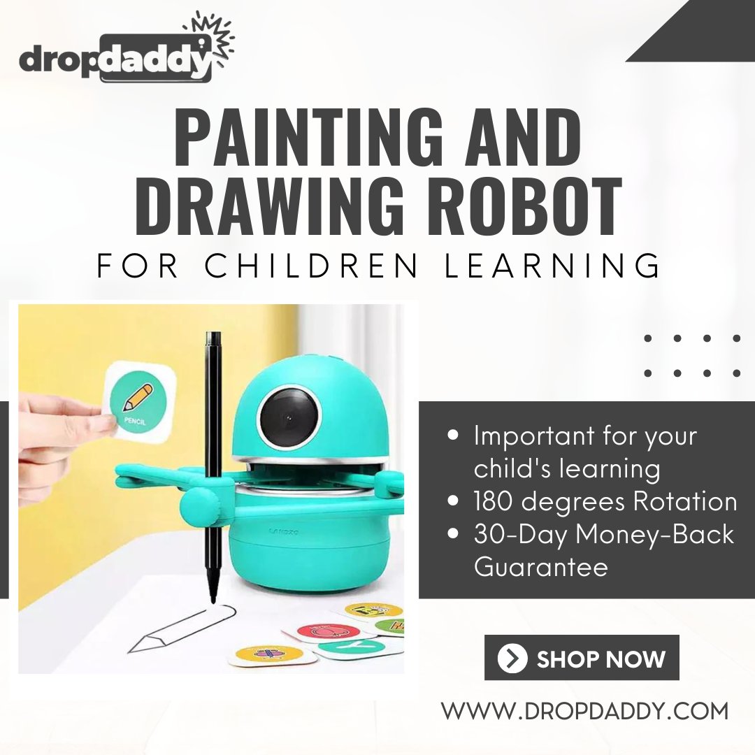 DropDaddyUS's tweet image. Unleash creativity with the DropDaddy Painting and Drawing Robot! Perfect for children to explore their artistic side and learn while having fun ✨

Ｓｈｏｐ ｎｏｗ ➟ rb.gy/wy6ywb

#DropDaddy #KidsArt #DrawingRobot #CreativeKids #ChildrensLearning