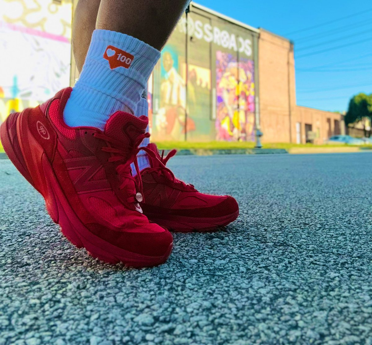 NIwiththekicks's tweet photo. Paris to GA 🥰 loving these @JoeFreshgoods X @newbalance 990V6 Paris Red https://t.co/JbzSw0zTex