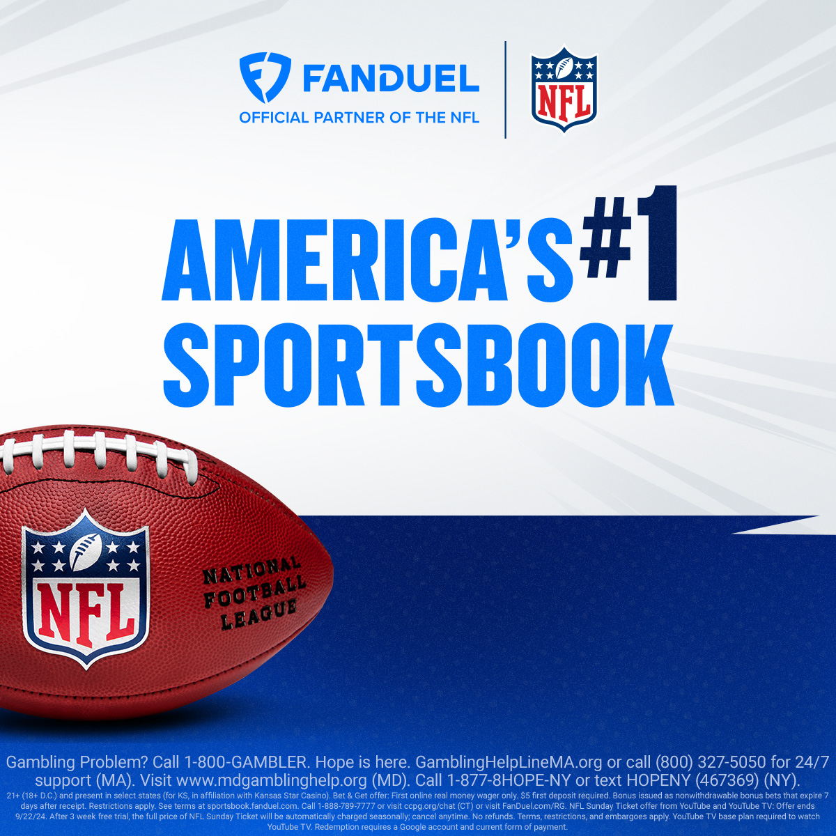FDSportsbook's tweet photo. 🏈 NFL is back! And there's no better place to get in on the action than FanDuel -- America's #1 Sportsbook. 🏈