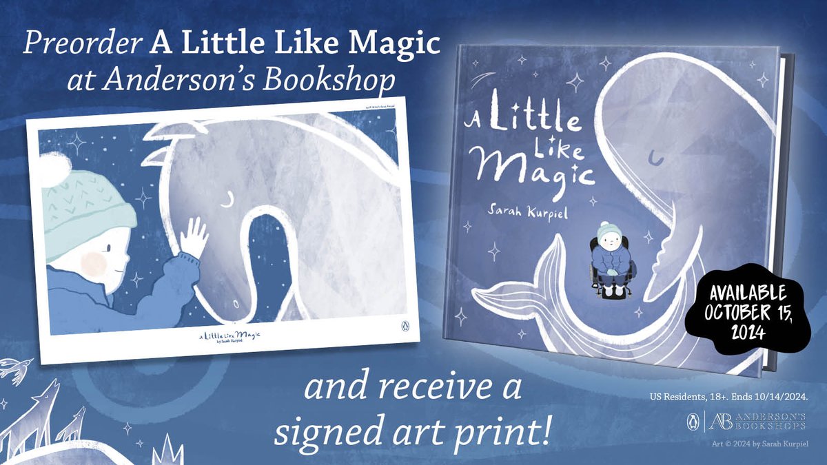 Sarah Kurpiel 💫 (@sarahkurpiel) on Twitter photo Preorder A LITTLE LIKE MAGIC from <a href="/AndersonsBkshp/">Anderson's Bookshops</a> by Oct 14, 2024 and receive a signed art print! andersonsbookshop.com/book/978059369…
<a href="/penguinkids/">Penguin Kids</a> <a href="/PenguinClass/">Penguin Young Readers School & Library</a> Preorder A LITTLE LIKE MAGIC from <a href="/AndersonsBkshp/">Anderson's Bookshops</a> by Oct 14, 2024 and receive a signed art print! andersonsbookshop.com/book/978059369…
<a href="/penguinkids/">Penguin Kids</a> <a href="/PenguinClass/">Penguin Young Readers School & Library</a>