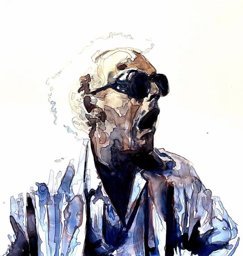 ThankYouByte's tweet photo. Watched Back to the Future the other day. Painted this a while back. Watercolor on mineral paper ✨One of the first paintings I got paid for in Bitcoin through Nostr 💜 https://t.co/5X2382LCOC