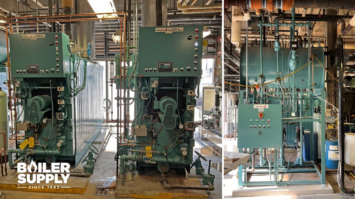 BoilerSupply's tweet photo. A local hospital's 40-year-old #boilers had reached the end of their lifecycle, making it time for a replacement.  In #healthcare, reliable steam is critical.

@boilersupply supplied and installed (2) Model 5 #steam boilers &amp; a feedwater tank to ensure uninterrupted service. https://t.co/FpxzJCPI0Y