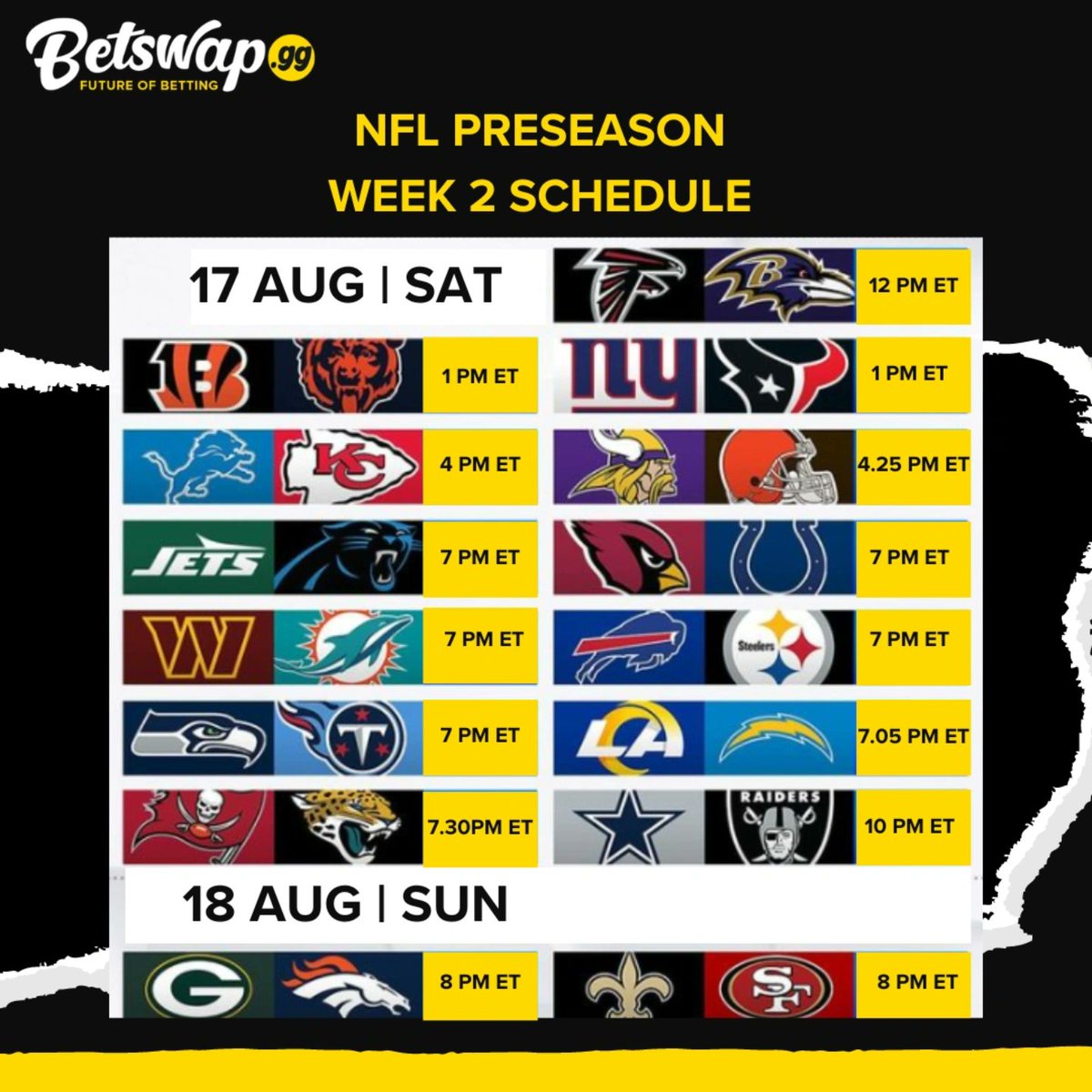 BetswapGG's tweet photo. Which games are you most excited about?
#nfl #nflweek #bsgg https://t.co/6wprzuVOYM