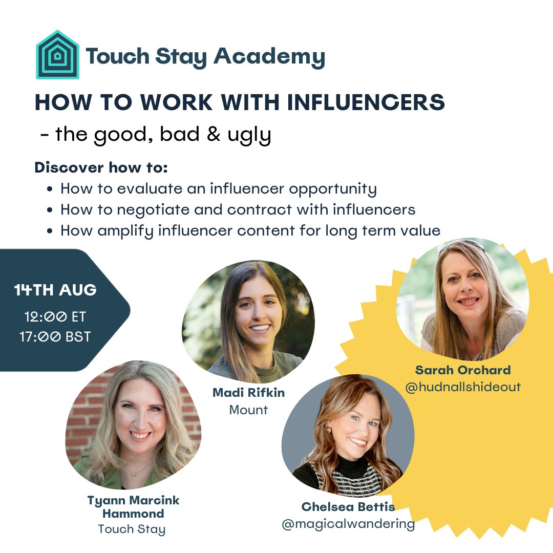 Did you catch our influencer webinar yesterday? 

Discover the do's and the don'ts for arranging collaborations for your STR business from experts <a href="/tyannmarcink/">Tyann Marcink | 👑 Queen of Guest Experience</a>, <a href="/rentmount/">Mount</a>,  Sarah Orchard &amp; Chelsea Bettis 🔥

See the replay ➡️ bit.ly/4dpQxvh 
#airbnbtips #influencer