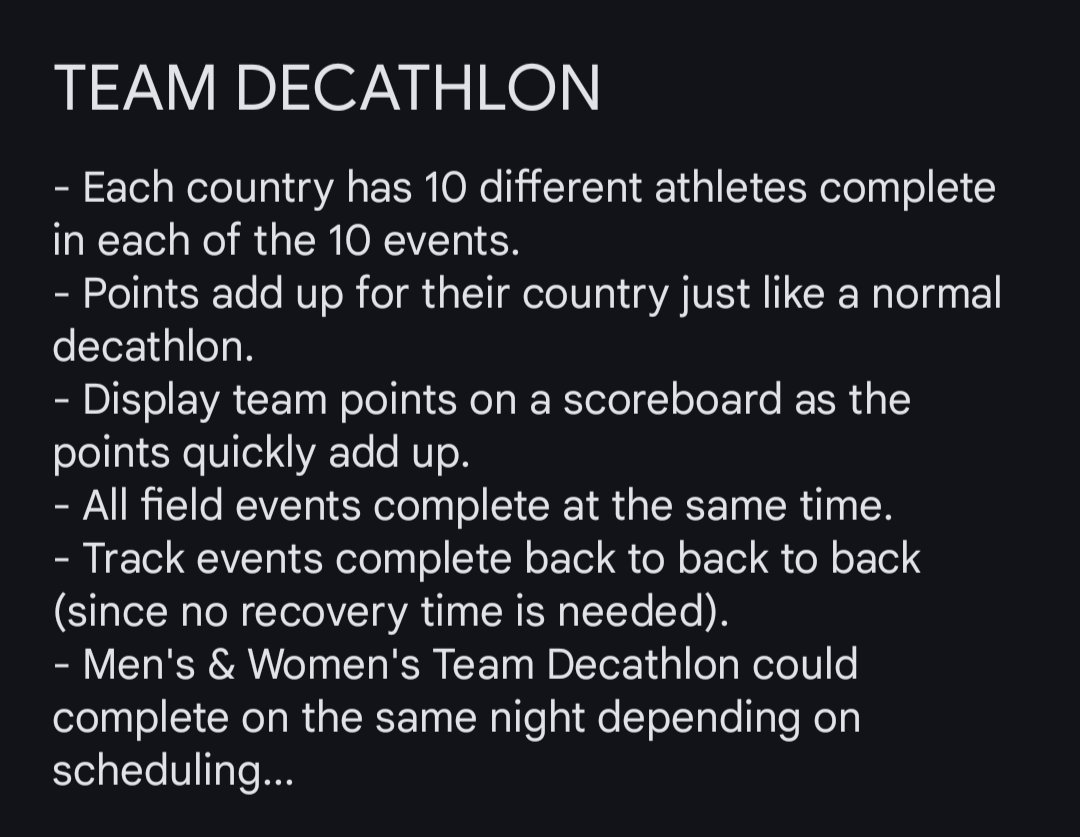 Suggesting a team track &amp; field event for the <a href="/LAOlympics2028/">Los Angeles Olympics</a>...
<a href="/usatf/">USATF</a> <a href="/Olympics/">The Olympic Games</a>