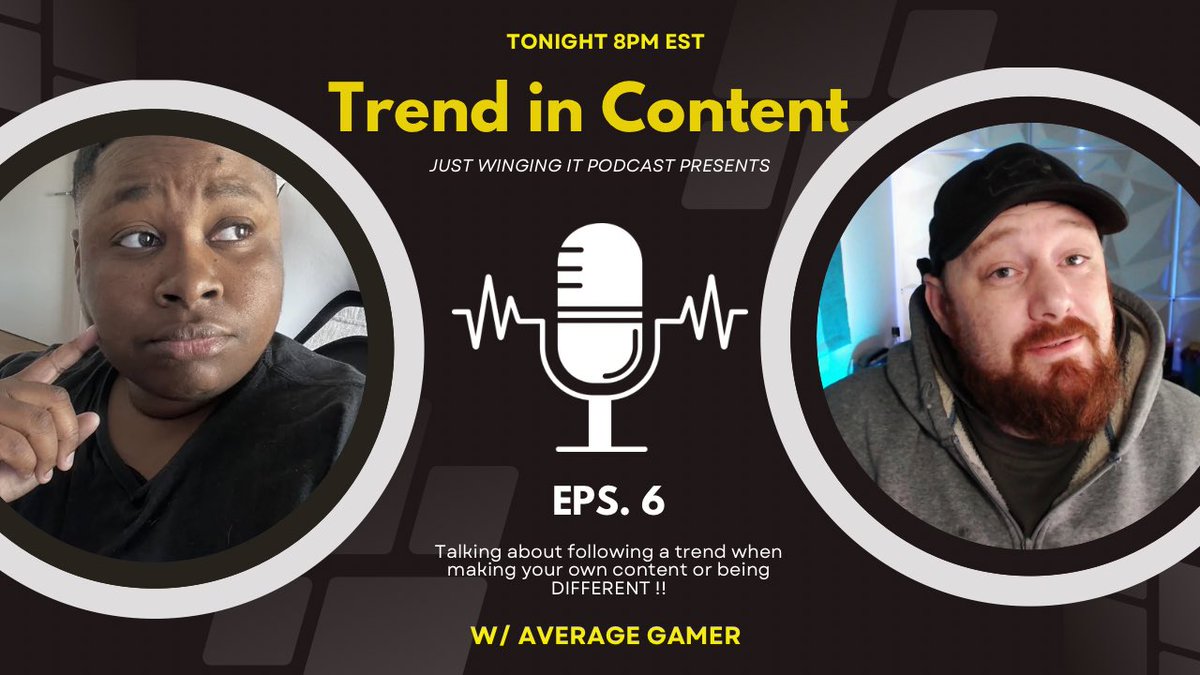 JustWingingIT__'s tweet photo. Trend in Content ! Yes we’re definitely touching up on this topic and the FULL VIDEO drops tonight … stay tuned for the link and the conversation with @TheAverageTTV #podcast #podcasting #audience https://t.co/LRFBFuQ4MG