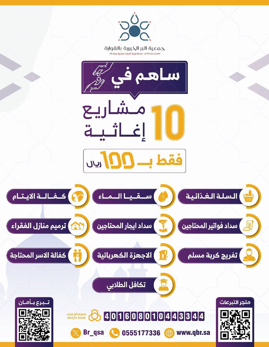 22Adeeb's tweet photo. قالﷺ  : (٠٠ والصدقة برهان .. الحديث ) رواه مسلم
قال ابن رجب: برهانٌ على صحة الإيمان، لأن المال تُحبه النفوس، وتبخل به، فإذا سمحت بإخراجه لله، دل على صحة إيمانها بالله، ووعده ووعيده .
للتواصل:  ٠٥٥٥١٧٧٣٣٦ 
متجر التبرعات:
⁦https://t.co/ibSwRqPQVbعطائك-مضاعف/p1288213152 https://t.co/Q0htduNHIG