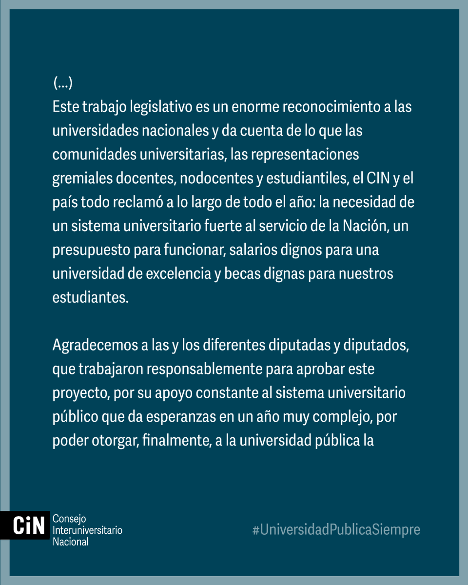 CINoficial's tweet photo. 🗣️ Declaración del @CINoficial por la media sanción en general de la ley de financiamiento de las universidades nacionales

https://t.co/VL4dY65rhr https://t.co/v1VS41DkEn