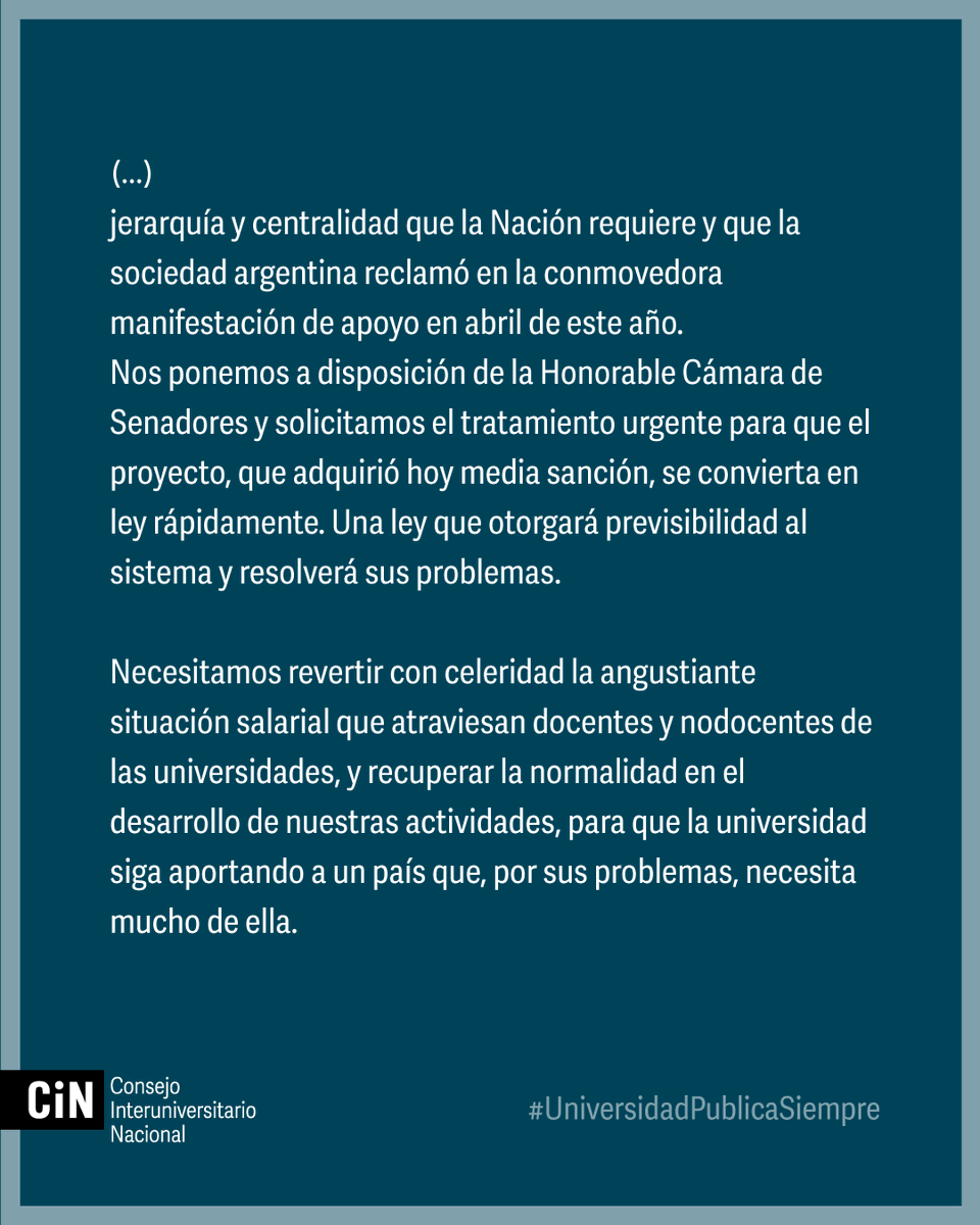 CINoficial's tweet photo. 🗣️ Declaración del @CINoficial por la media sanción en general de la ley de financiamiento de las universidades nacionales

https://t.co/VL4dY65rhr https://t.co/v1VS41DkEn