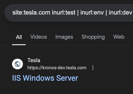 TakSec's tweet photo. Google Dork - Test Environments 👀

site:example[.]com inurl:test | inurl:env | inurl:dev | inurl:staging | inurl:sandbox | inurl:debug | inurl:temp | inurl:internal | inurl:demo

Find forgotten endpoints 🎯 https://t.co/ozYwtrheQS
