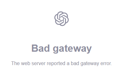 CHAT GPT actualidad Jueves 15 de agosto a las 10:45 a.m.

#BadGateway
#ChatGpt
#ErrorServer
#500serverinternal
#serverreported