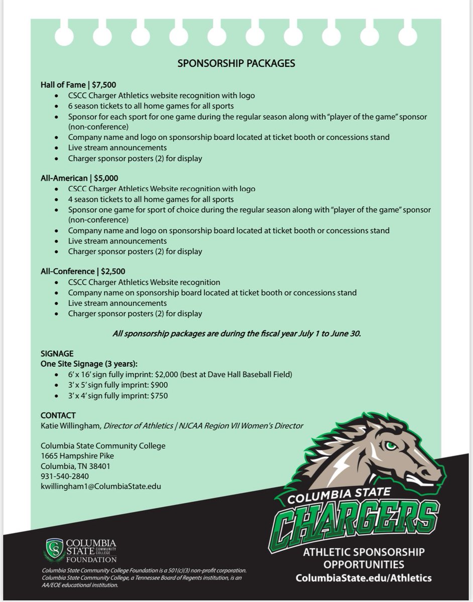 Are you passionate about supporting local talent and building community pride?  We are excited to invite businesses to become corporate sponsors for our Chargers Athletics Department! Check it out 👇🏼
#ChargersSupporters #ChargersAthletics