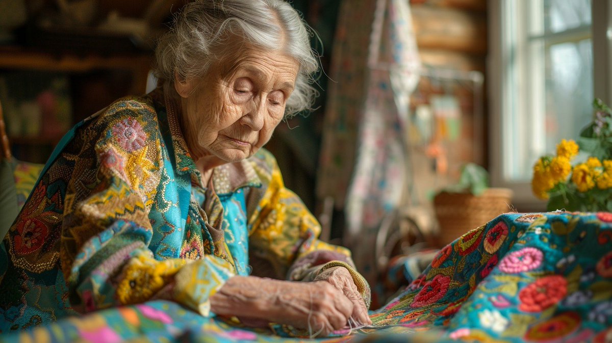 stockcake_com's tweet photo. Elderly Sewing Contentedly: An #seniorwoman focused on #quilting a #vibrant quilt in a warmly lit, cozy room. #creativity #artificialintelligence #digitalart ⬇️ Download and 📝 Prompt 👉 https://t.co/9GKdRzUXwg https://t.co/51WCDXsn80