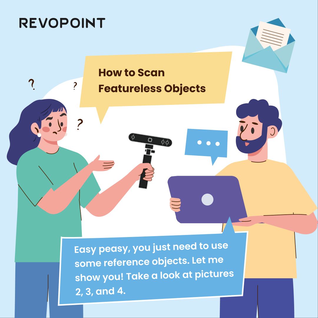 Revopoint3d's tweet photo. #RevoTips 💡
What should you do when you encounter an object with no distinguishing features to scan? https://t.co/YtZ8VNx0S5