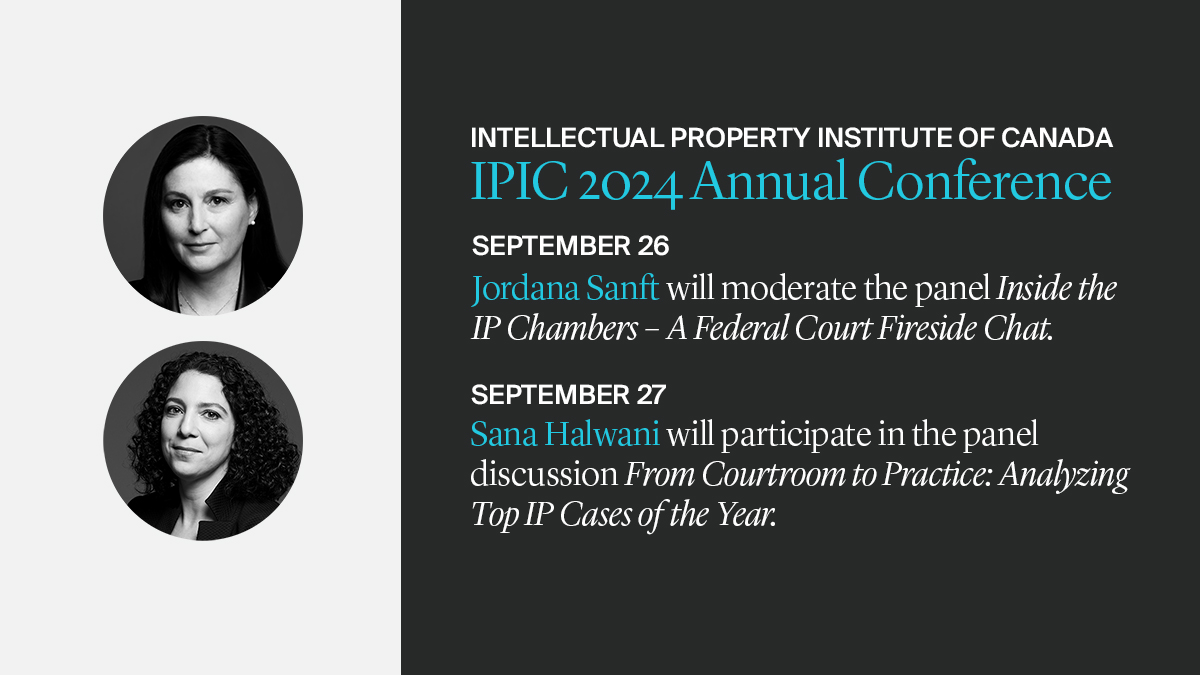 Lenczner Slaght (@lencznerslaght) on Twitter photo We’re a proud sponsor of <a href="/IPIC_Canada/">Intellectual Property Institute of Canada</a>’s upcoming #IPIC2024 Conference in St. John's, NL! Our expert #IP litigators, <a href="/sanahalwani/">Sana Halwani</a> and <a href="/SanftJordana/">Jordana Sanft</a>, are looking forward to attending and sharing their expertise. – ow.ly/2MJ950SYwuG We’re a proud sponsor of <a href="/IPIC_Canada/">Intellectual Property Institute of Canada</a>’s upcoming #IPIC2024 Conference in St. John's, NL! Our expert #IP litigators, <a href="/sanahalwani/">Sana Halwani</a> and <a href="/SanftJordana/">Jordana Sanft</a>, are looking forward to attending and sharing their expertise. – ow.ly/2MJ950SYwuG