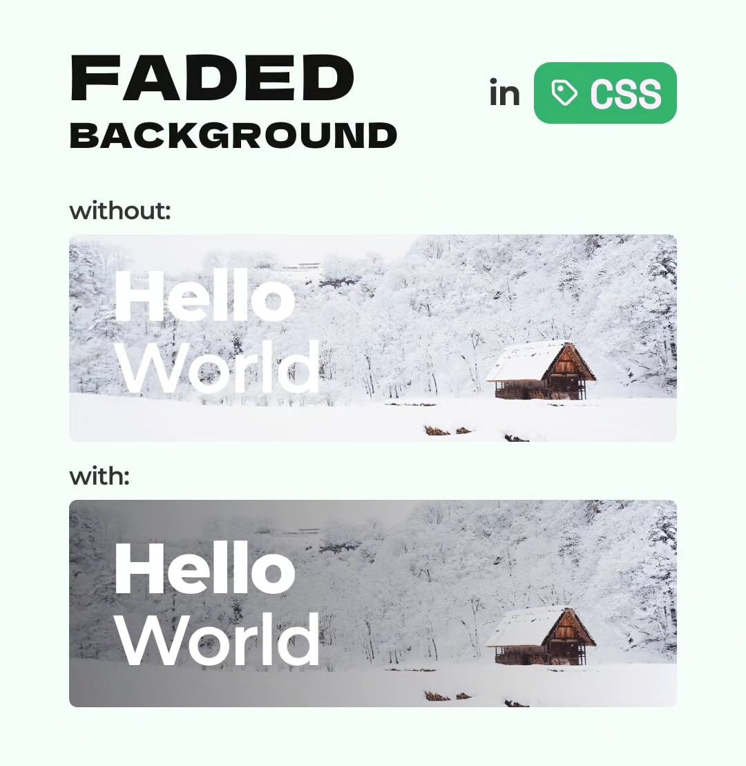 dimpleranax's tweet photo. Here's how you can create a faded background effect in CSS using the background property with an rgb() color value🎨, where the last value controls the level of transparency.
#FullStackDev, #CodeLife, #ProgrammingTips, #WebDevelopment, #DSAChallenges, #LearnToCode, https://t.co/q5iNKEcnF7