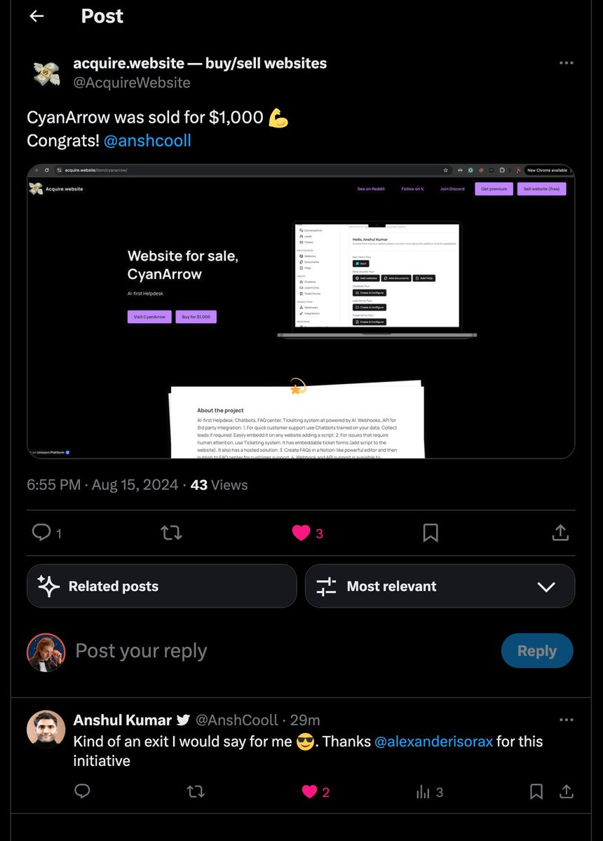 If you are making a small SaaS or a directory and can't get traction, sell it on <a href="/acquirewebsite/">acquire.website — buy/sell websites</a>

Some other owners will give your project a second try. You will get some quick cash. Win-win!