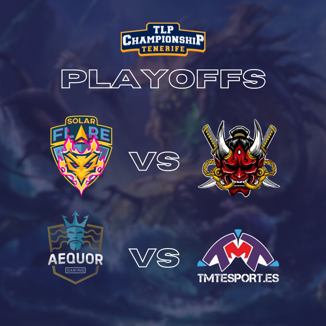 🏆🔥 Se acercan los últimos partidos de #TLPChampionship de League of Legends. Este fin de semana se jugará la Fase de Playoffs

👉🏻 <a href="/SFSolarFlare/">Solar Flare Ciudad De Tacoronte</a> vs <a href="/ONIeSports_/">ONI eSports</a>
👉🏻 <a href="/AequorGaming/">Aequor Gaming</a> vs <a href="/TMTeSport/">TMT</a>

De aquí saldrán los dos equipos para la Gran Final en #TLP2024

#IslasCanarias