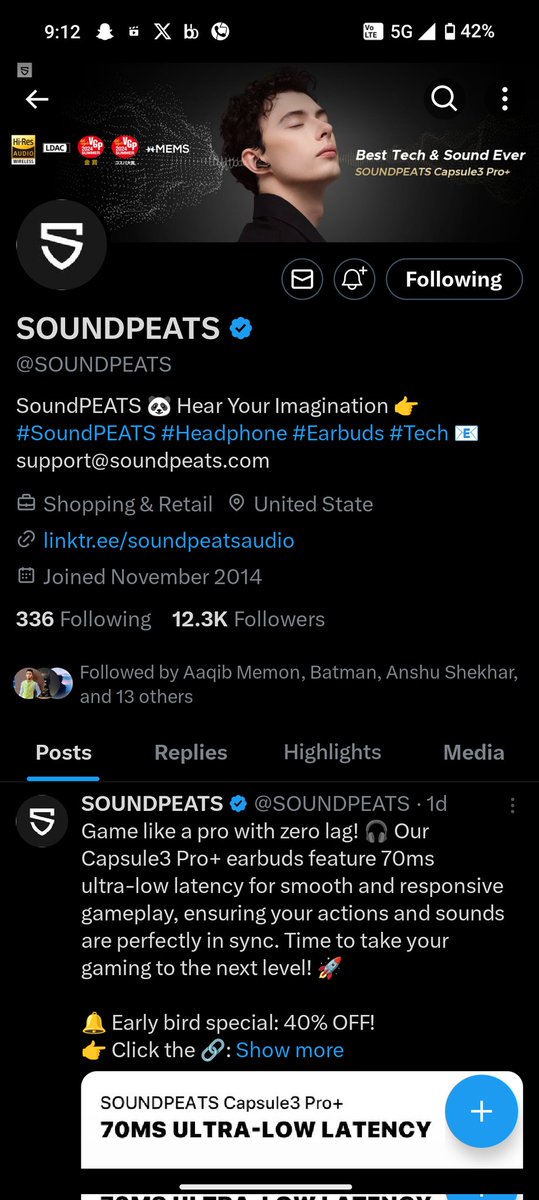 Tariq_Malkani's tweet photo. @SOUNDPEATS All step Done ✅
Wish to win 🤞🏻❤️
@SOUNDPEATS
Tag: @adarsh_4435x @Aj_Singh_30 @anshu674230 @BUTCHERBHAI
#soundpeats #capsule3pro+ #giveaway #giveawayalert #fans #ugc #headphones #earphones #music #tech #amazon #amazonfinds #newrelease https://t.co/38jMgzMrqm
