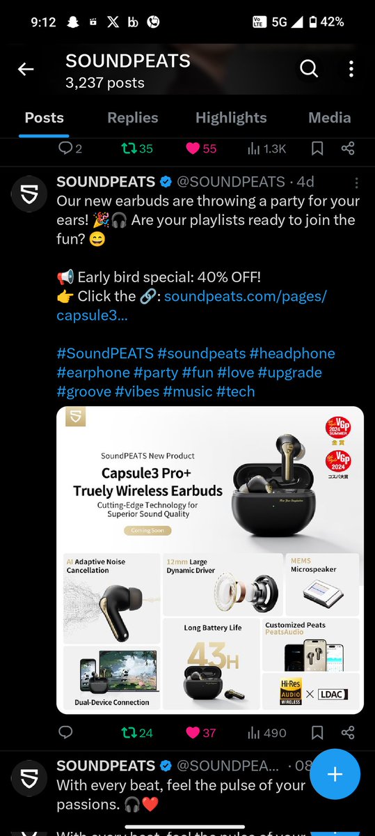 Tariq_Malkani's tweet photo. @SOUNDPEATS All step Done ✅
Wish to win 🤞🏻❤️
@SOUNDPEATS
Tag: @adarsh_4435x @Aj_Singh_30 @anshu674230 @BUTCHERBHAI
#soundpeats #capsule3pro+ #giveaway #giveawayalert #fans #ugc #headphones #earphones #music #tech #amazon #amazonfinds #newrelease https://t.co/38jMgzMrqm