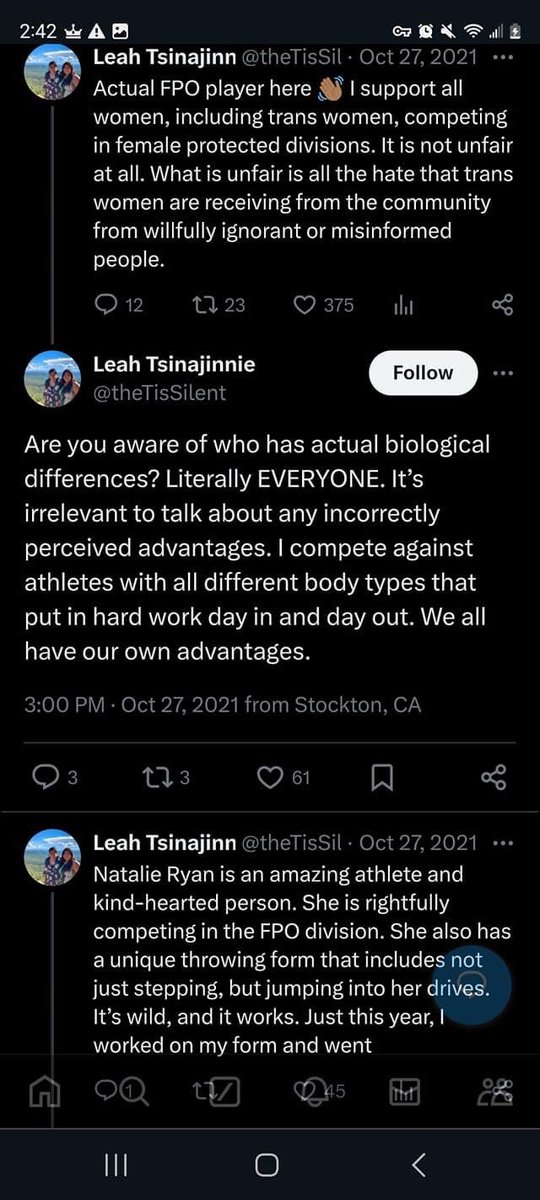 JEStout's tweet photo. @Ken_Climo I don’t feel bad for her, honestly. She openly supports men in women’s divisions. https://t.co/Dxc3G9E7Kp