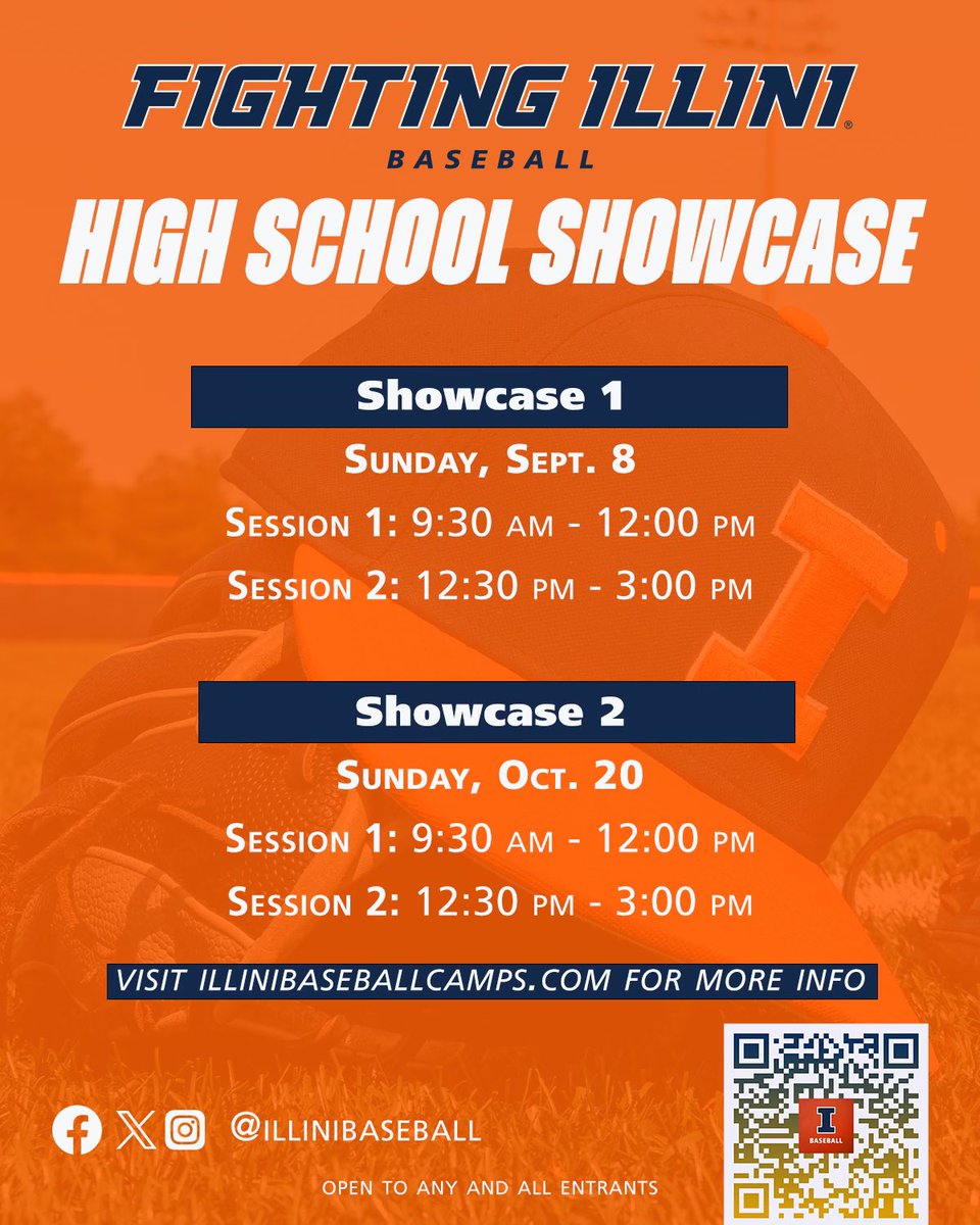 illinibasecamps's tweet image. Fall Prospect Showcase Schedule.
Sign up at illinibaseballcamps.com