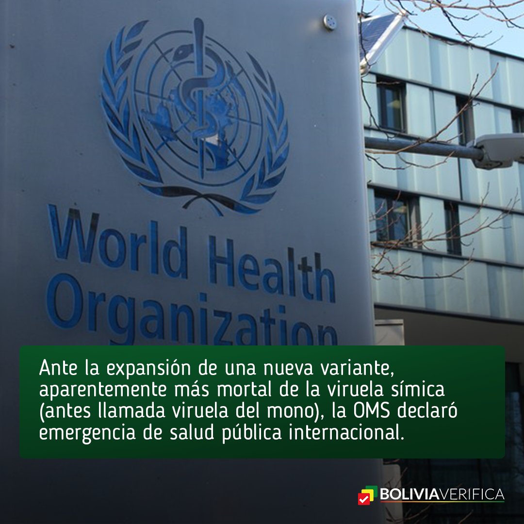 BoliviaVerif1ca's tweet photo. La OMS declaró emergencia sanitaria internacional por el brote de viruela símica que mató a más de 530 personas en África y disparó en 160% los contagios. 🦠 Los gobiernos del orbe deberán tomar acciones preventivas según un protocolo mundial. Sigue el 🧵
#OMS #Mpox #monkeyvirus https://t.co/YI0CgN3O63