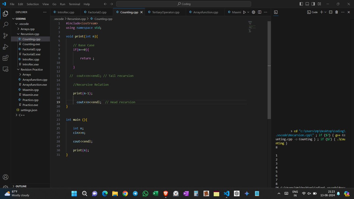 sharmsaurabh981's tweet photo. Day 44 of #180DaysOfDSA
That day I have solved question of Fibonnaci No, on Leetcode using recursion, draw it's recursion tree, Climb stairs problem on code 360, Say digit problem on MSVSC.
#Mumbai #AkshayKumar #justiceformoumitadebnath #CodingChallenge #CodingLife #code_07s https://t.co/gJ7L2W7WBb