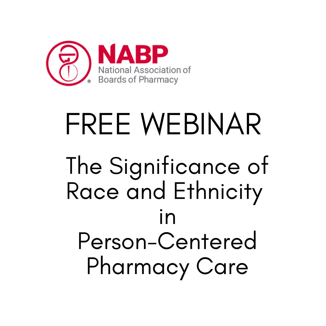 The NABP has released an on-demand webinar, “The Significance of Race and Ethnicity in Person-Centered Pharmacy Care." It is available for CPE credit or as a non-CPE video. Visit the NABP website for more details. bit.ly/4fDoUAt