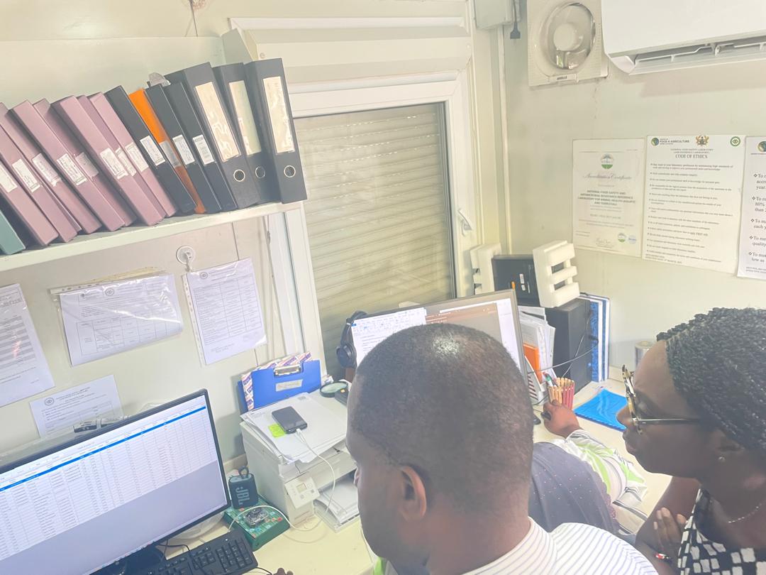 The head of the Africa office for the Fleming Fund Project visited Veterinary Services with Aurum Institute to interact with the Chief Veterinary Officer, Dr. Emmanuel Allegye-Cudjoe on activities related to AMR control in the Animal Health sector on Thursday,8th August,2024.