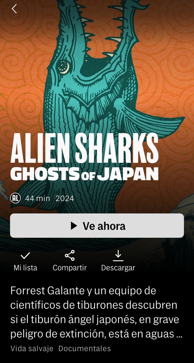 tradrbm's tweet photo. Acaba de llegarme la nueva de que ya está disponible en @StreamMaxES este documental que traduje para voiceover del inglés, además de algunas intervenciones en japonés 😊 
El título en castellano es Tiburón alien: Japón.
#quiéntraduce https://t.co/uknm1AYgSz